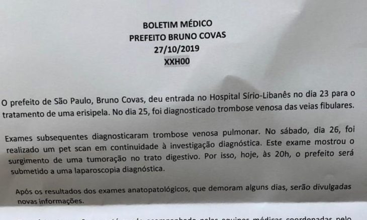 Nota - Prefeito Bruno Covas