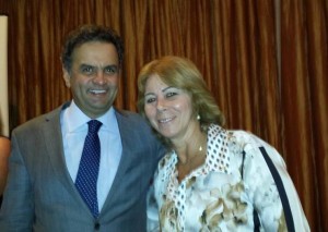 Senador Aécio Neves e Ilma, que é vereadora de Cariacica e presidente do PSDB Mulher-ES