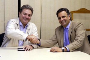 Luiz Paulo e Aécio Neves, que visitou o ES na última quarta-feira