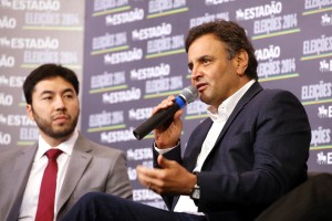 Aécio Neves, durante sabatina do Estadão, em São Paulo