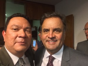 Selfie de Ricardo Senna e o presidente nacional do PSDB senador Aécio Neves