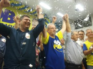 Rogério Yuri, Geraldo Resende e Reinaldo Azambuja em convenção/ Foto: Joandra Alves