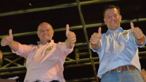 Geraldo (de rosa) e Guilherme (de azul) estão acima na preferência do eleitorado de Jardim/ Foto: divulgação