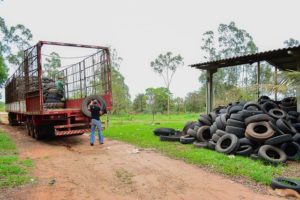Pneus foram recolhidos por meio da parceira com a empresa Eldorado/ Foto: divulgação