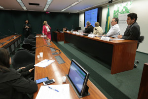 Deputado federal Betinho Gomes no canto da mesa em audiência da Comissão de Educação