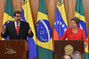 Pr Dilma e o pr da Venezuela Maduro, durante declaração a imprensa