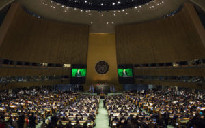 New York, 22/04/2016 - Renzi interviene all’ONU durante la cerimonia della firma dell’Accordo Cop21 di Parigi. Foto: Tiberio BArchielli/ Palazzo Chigi