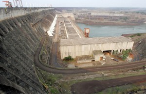 A view of the Itaipu Hydroelectric dam, the world's largest, on the Brazilian side of the border with Paraguay, in Foz do Iguacu