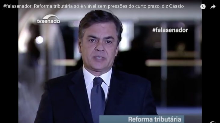 #pracegover: senador Cássio Cunha Lima - print de entrevista da TV Senado